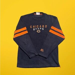 Vintage‎ NFL Chicago Bears Fleece Pullover Sweatshirt Orange Striped Mens L